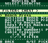 Picking an exercise, filtered by muscle group