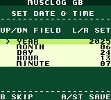 Setting the clock so the cartridge knows what day it is