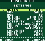 The settings list