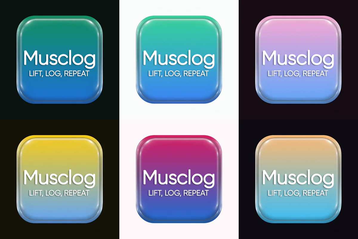 The generated icon for each of the six themes, each on its theme's own background colour