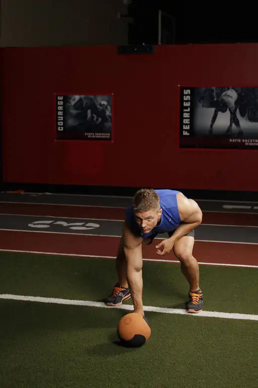 Chest Push from 3 point stance