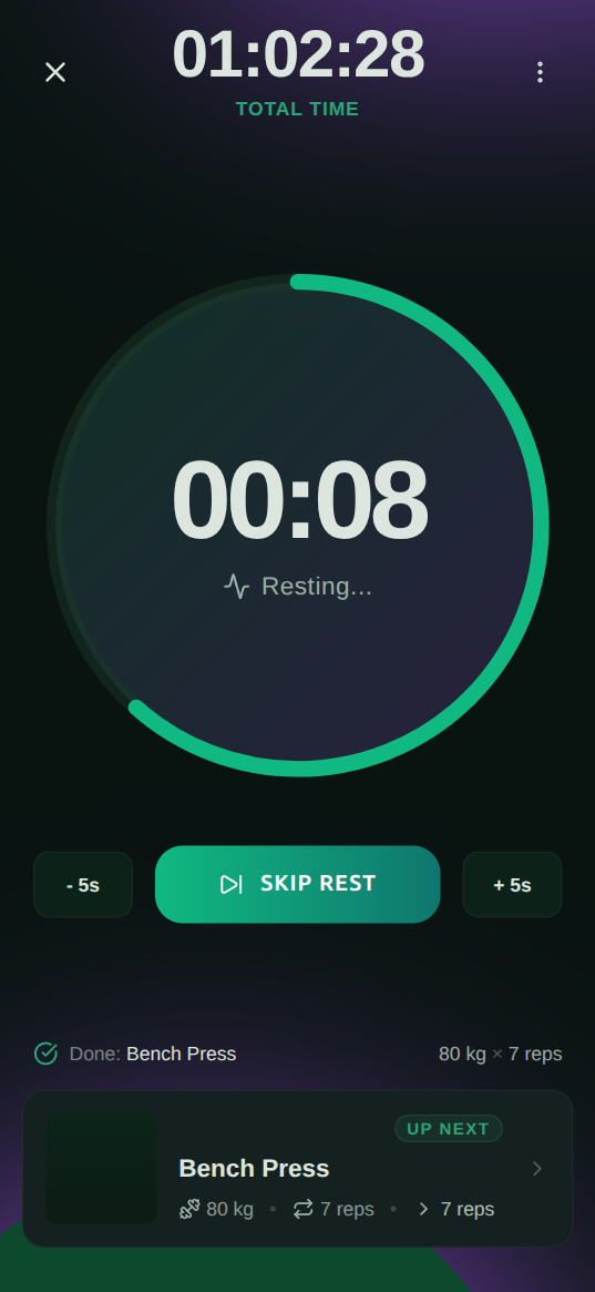 Musclog rest timer screenshot